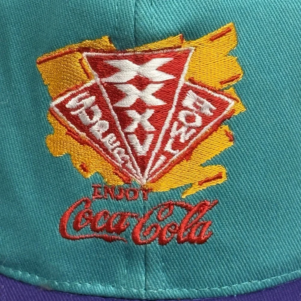 VTG Super Bowl Hat 35 XXXV Purple Teal 2001 Coca-Cola NFL Football Color Block